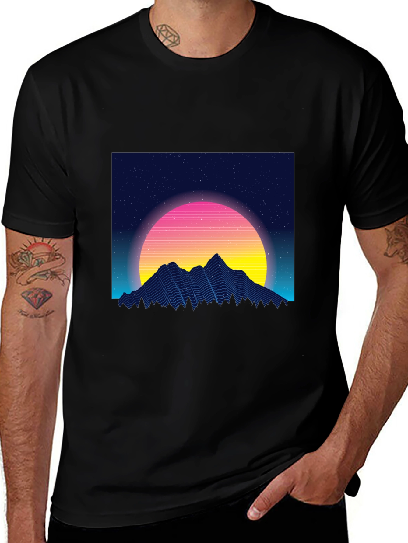 Variant 20 of Retro Mountain Sunset Graphic T-Shirt