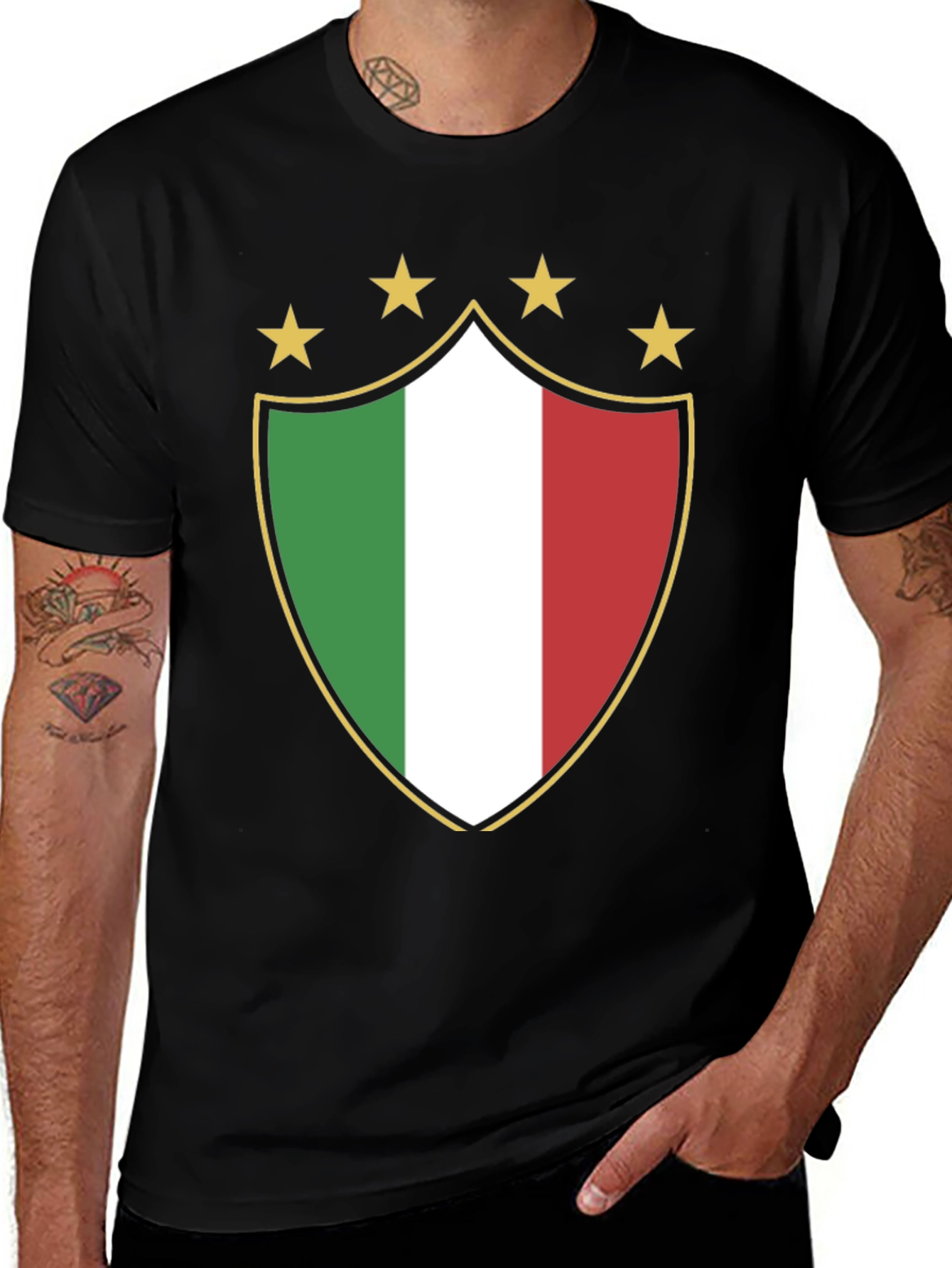 Black Italy Shield Star Graphic Tee main image