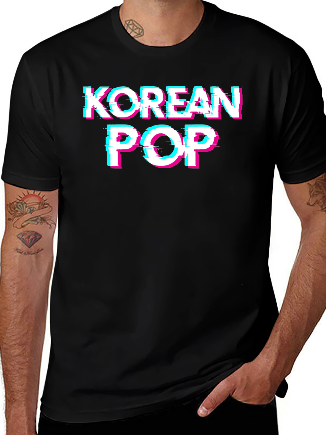 Korean Pop Black Graphic Tee