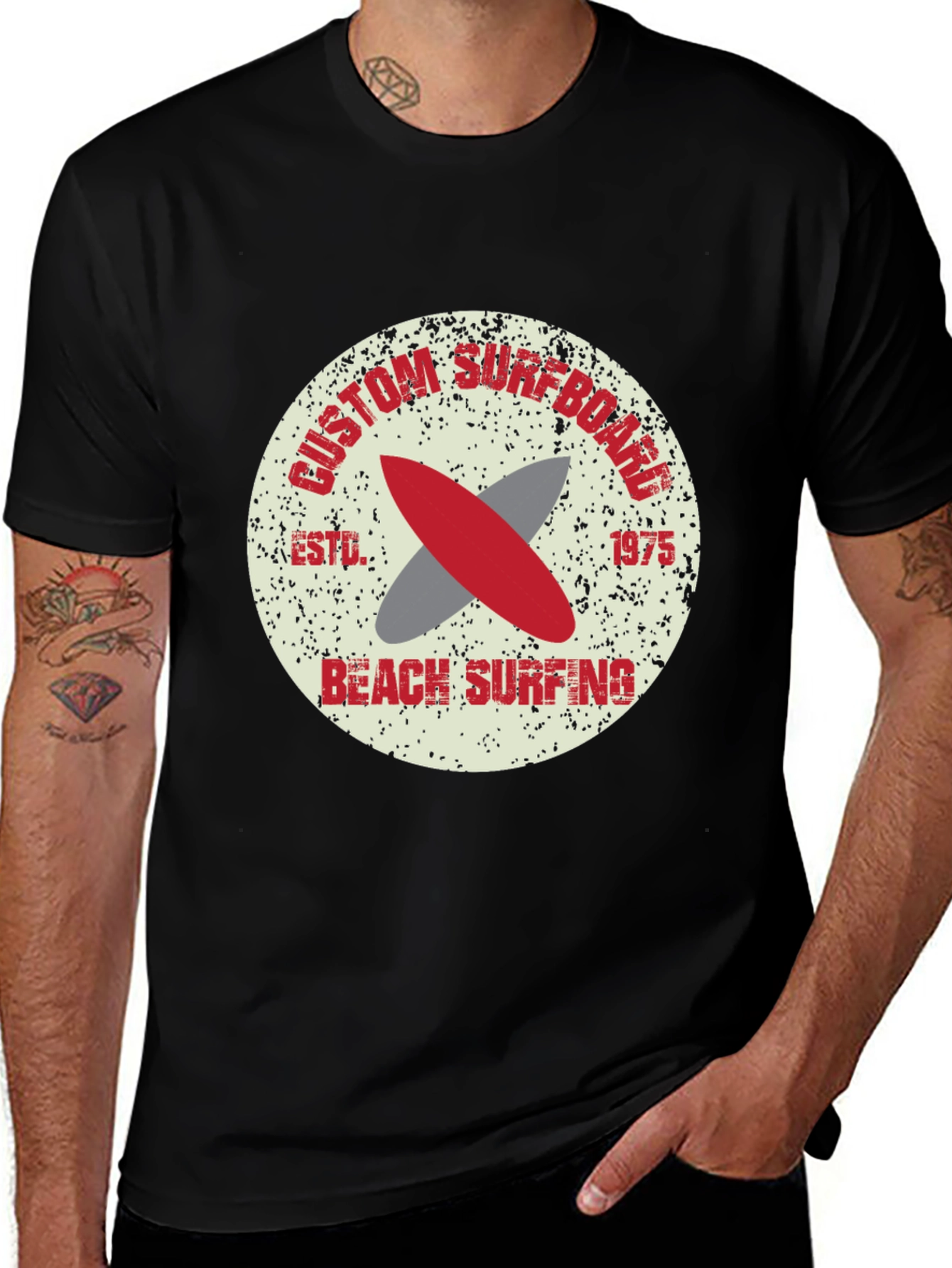 Variant 8 of Custom Surfboard Beach Surfing Graphic T-Shirt