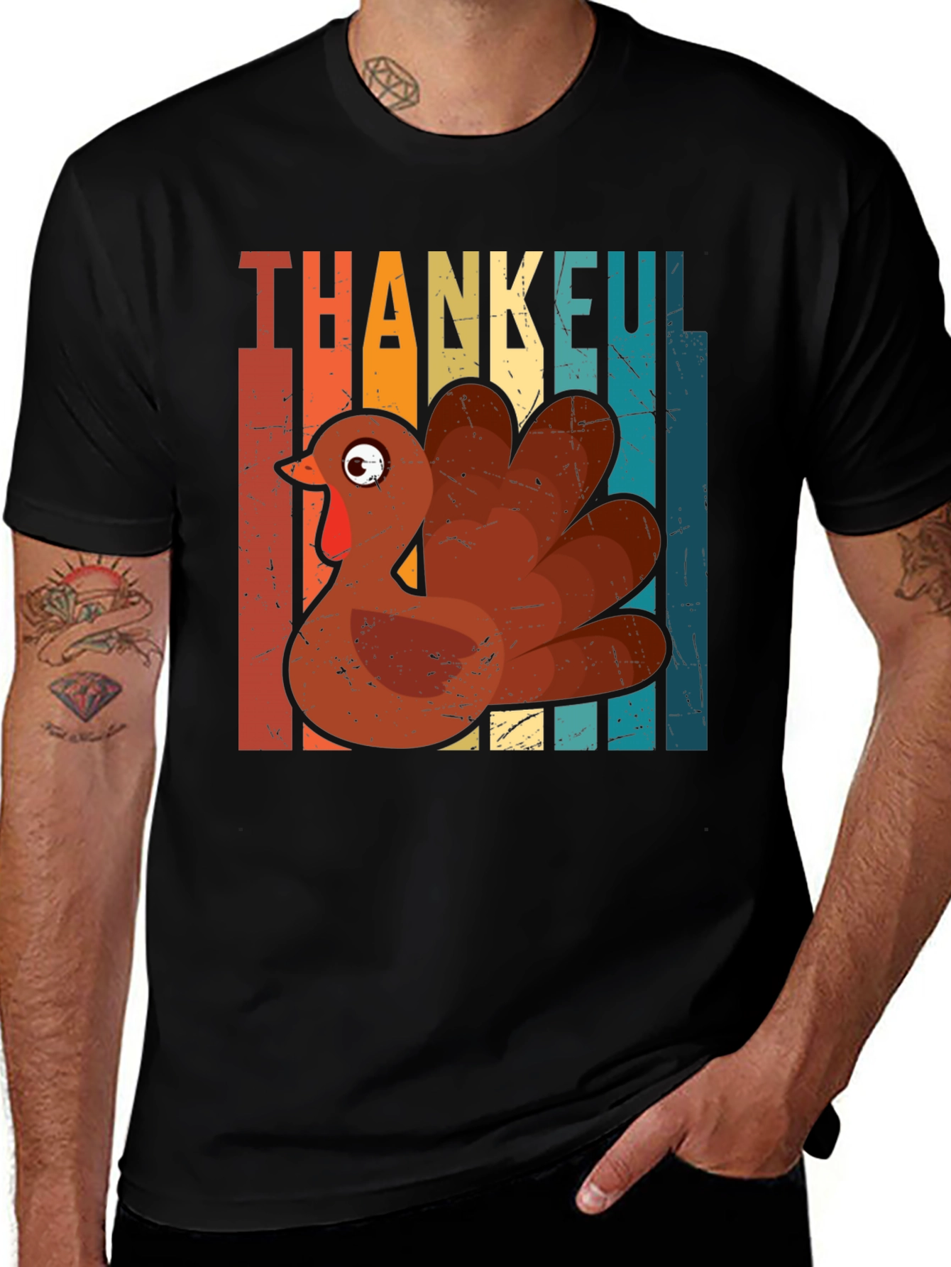 Variant 30 of Thankful Turkey Graphic T-Shirt - Thanksgiving Holiday Tee