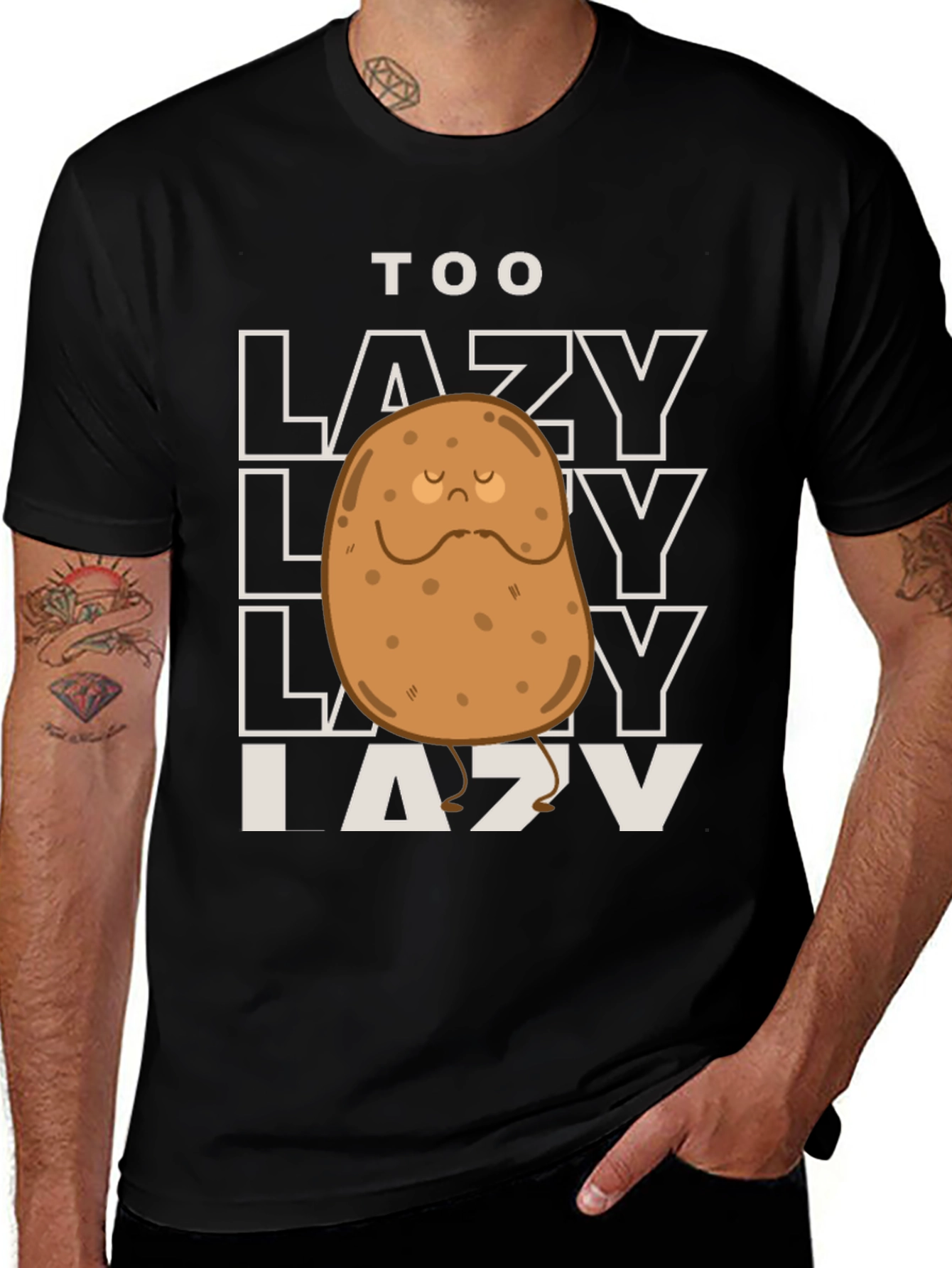 Variant 14 of Too Lazy Potato Graphic T-Shirt - Comfort and Style