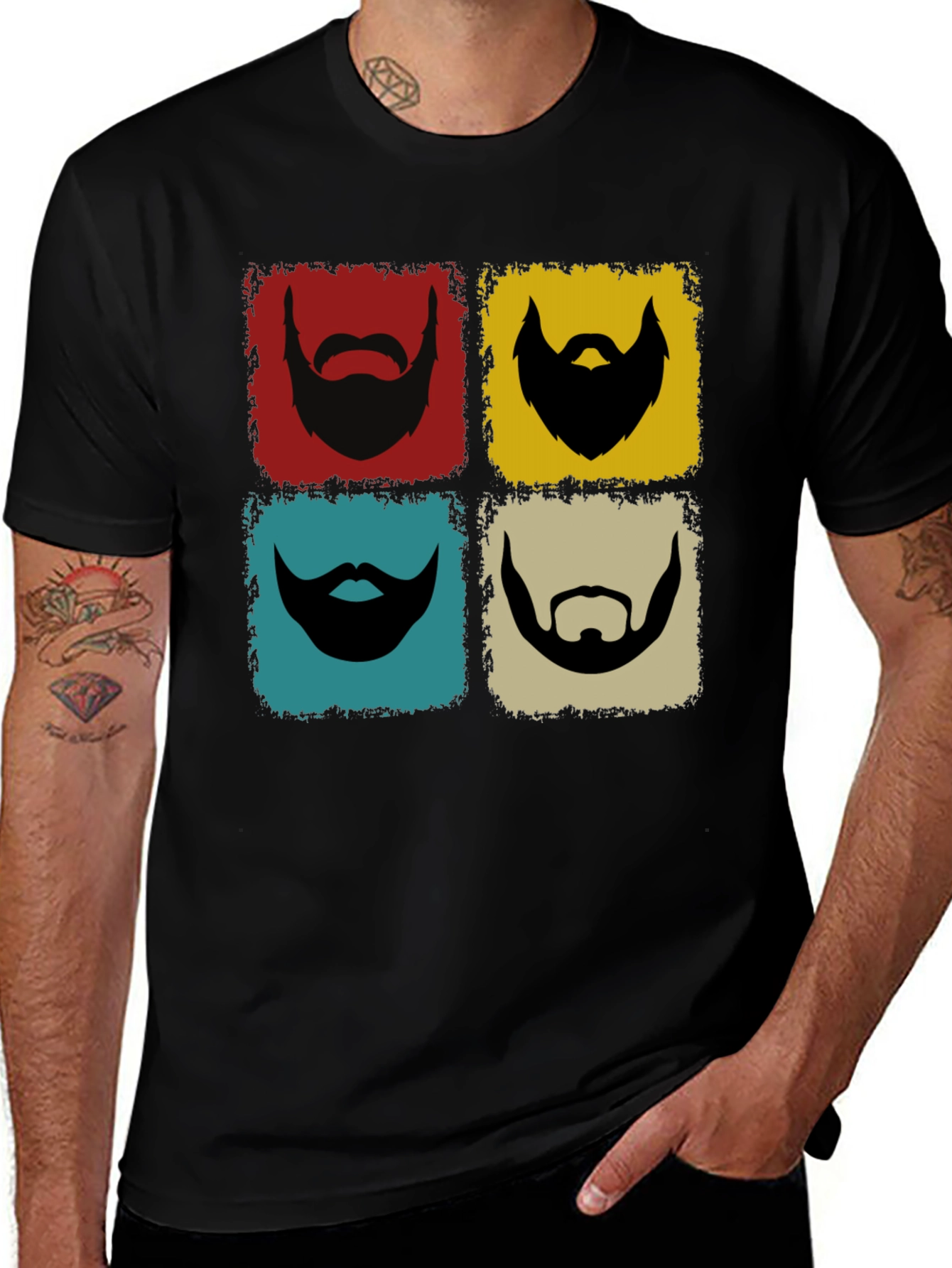Variant 19 of Men's Beard Style Graphic Print Crew Neck T-Shirt