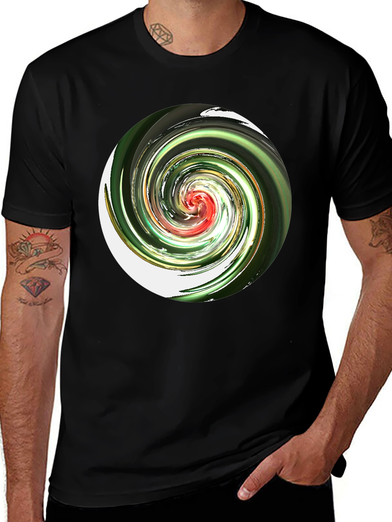 Variant 13 of Abstract Swirl Graphic Tee - Modern Black T-Shirt