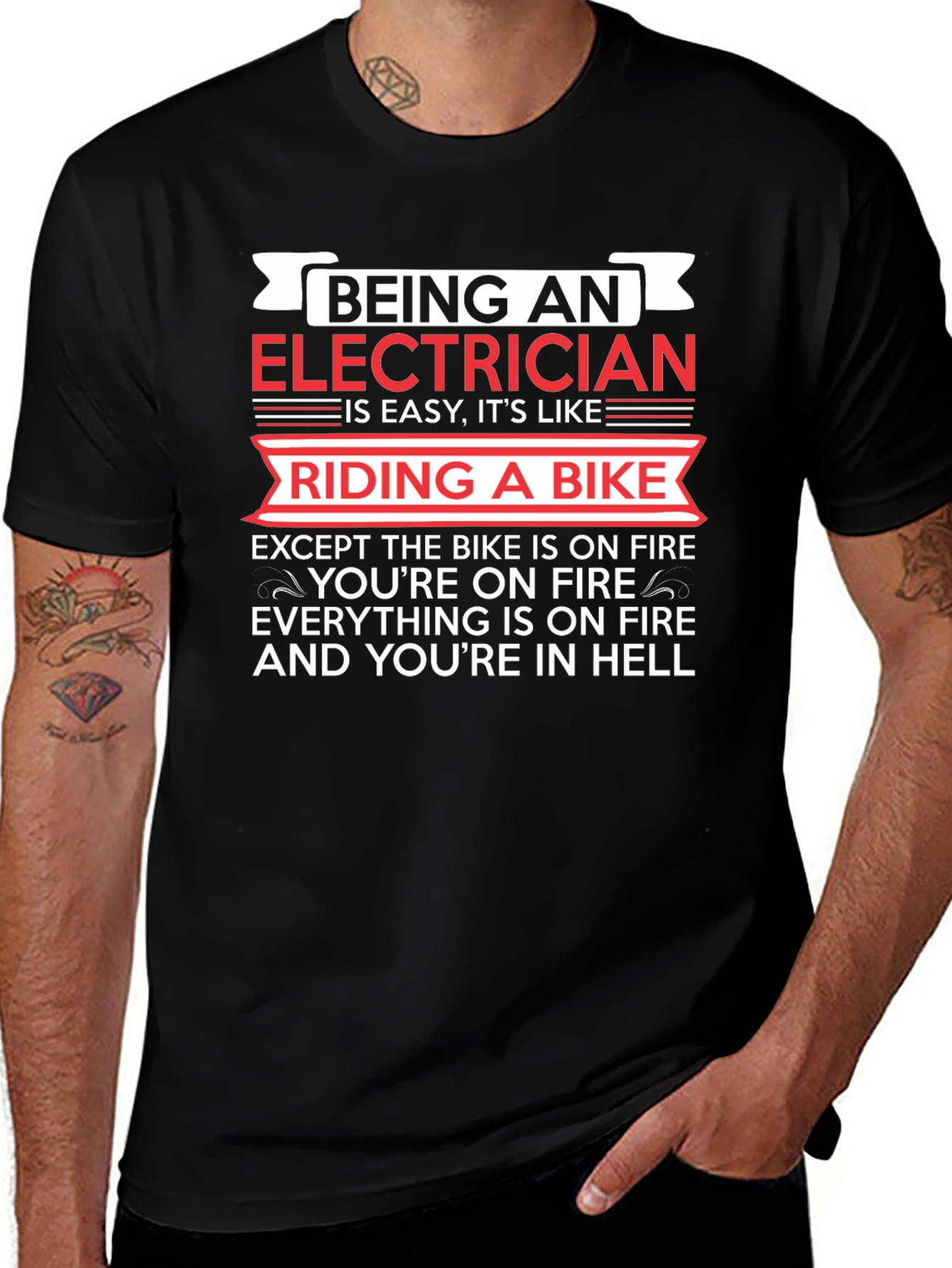 Variant 26 of Electrician Riding Bike T-Shirt