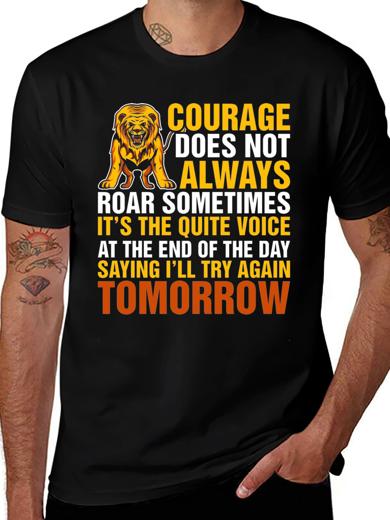 Variant 29 of Courage Lion Graphic T-Shirt - Inspirational Design