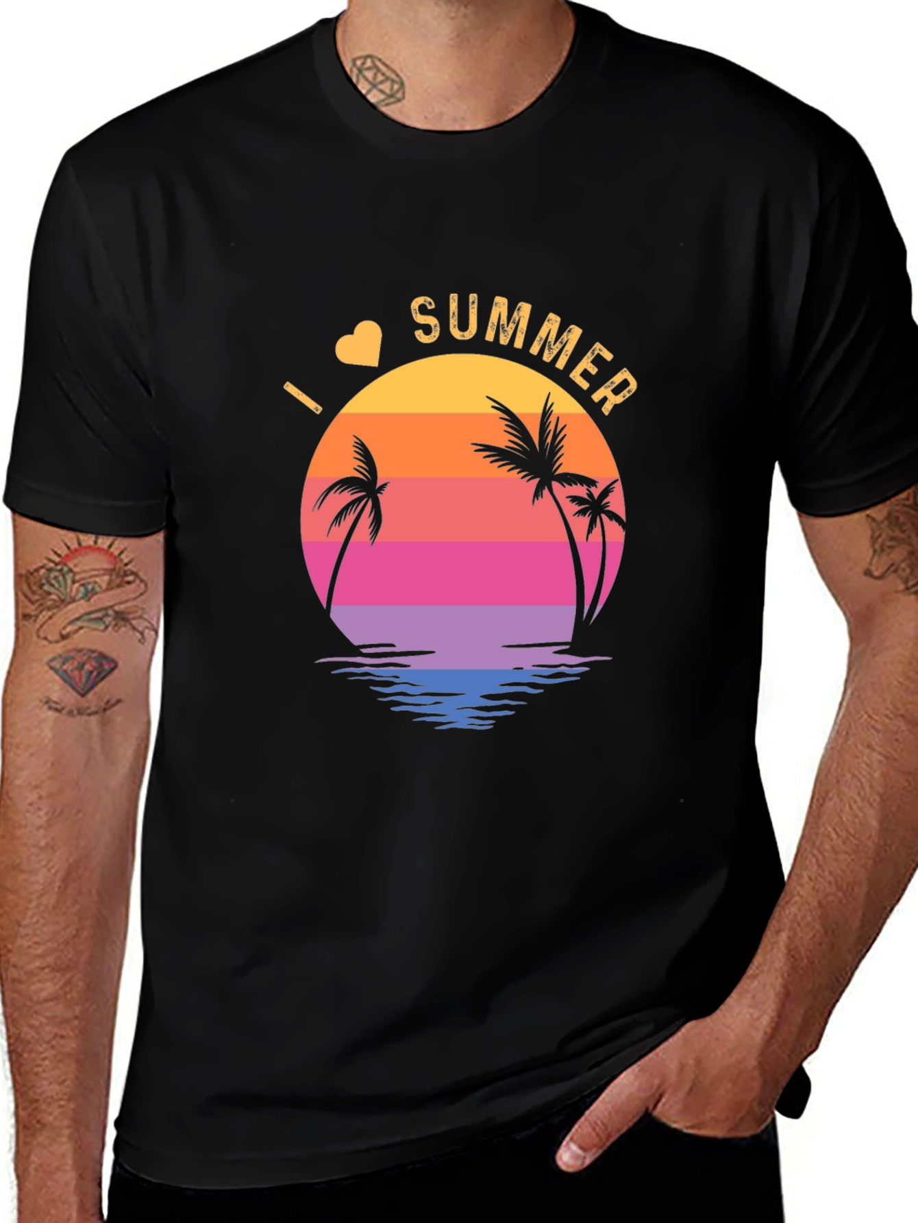 Variant 26 of I Heart Summer Palm Tree Sunset T-Shirt