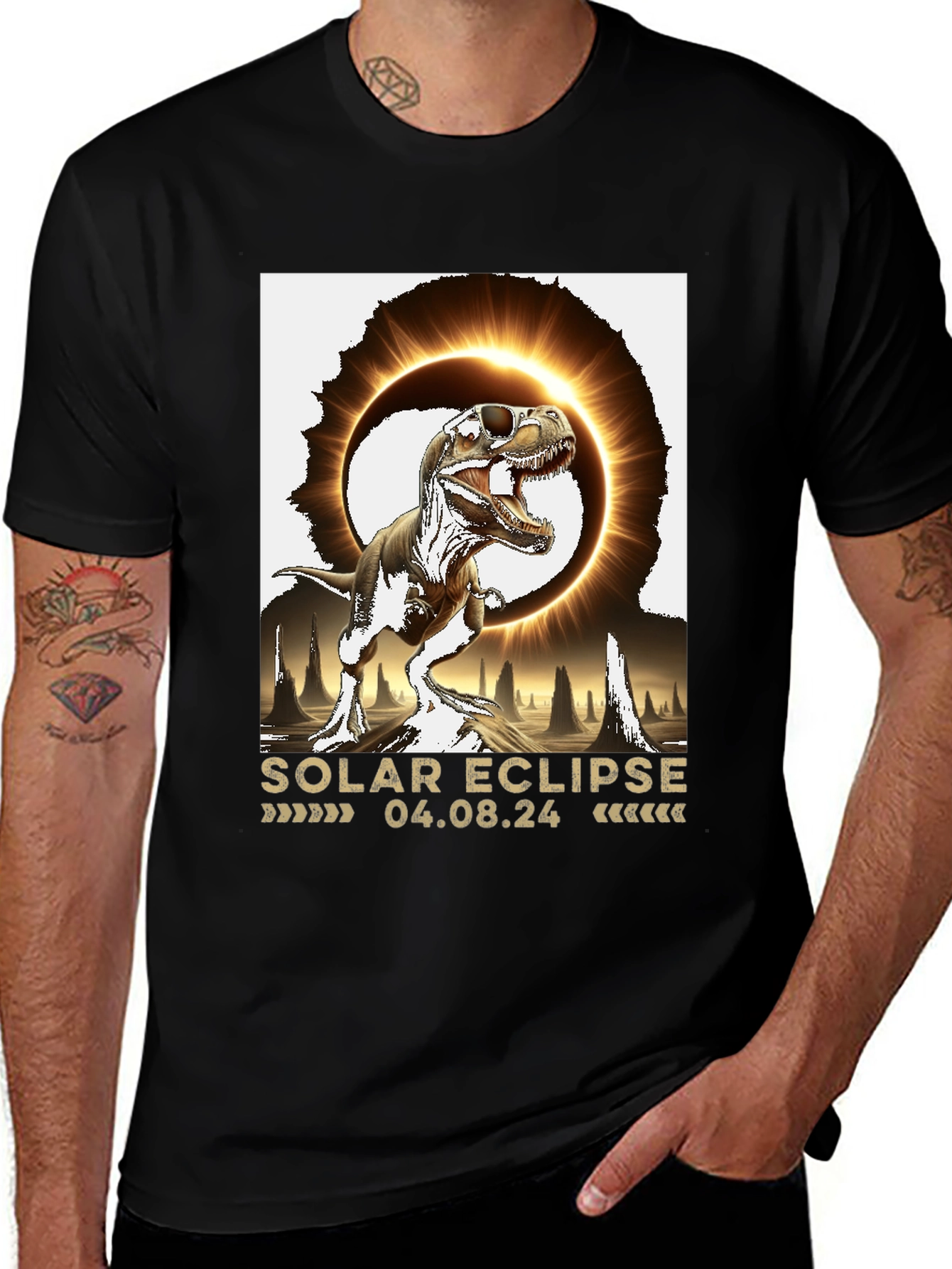 Variant 5 of Solar Eclipse Dinosaur T-Shirt