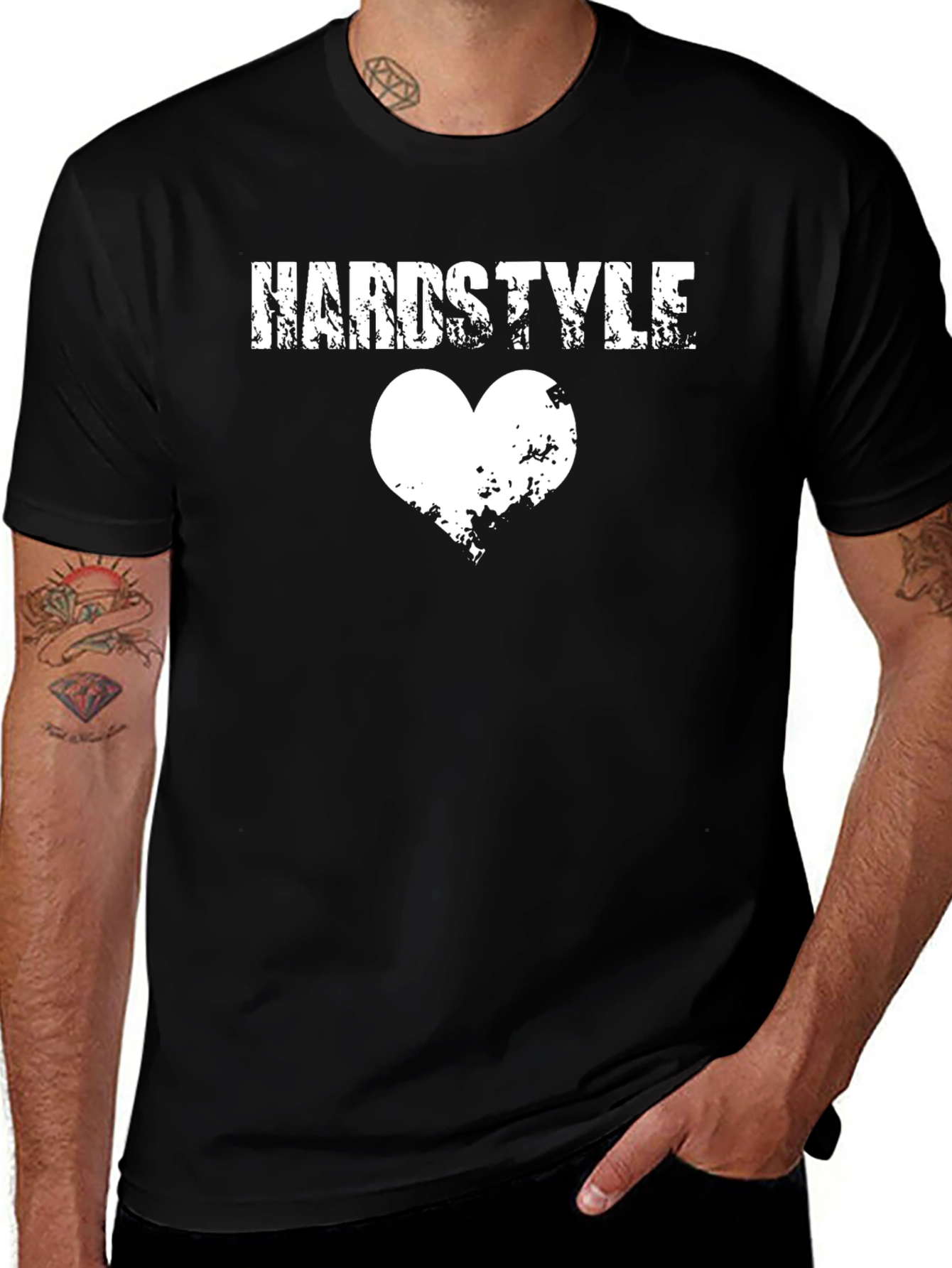 Variant 3 of Hardstyle Heart Graphic Tee - Black Cotton Comfort
