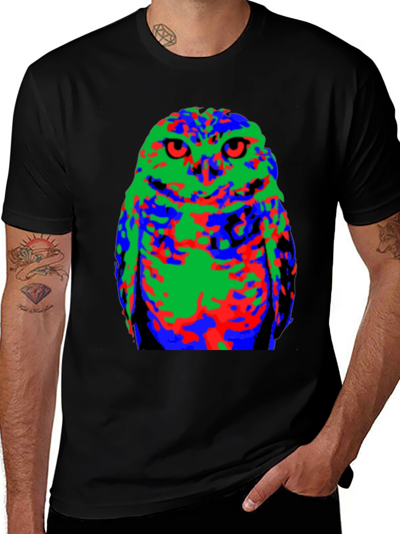 Variant 30 of Owl Graphic Print Black T-Shirt