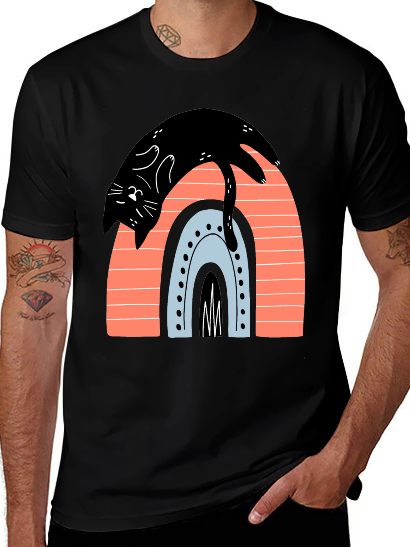 Variant 5 of Black Cat Rainbow Graphic T-Shirt