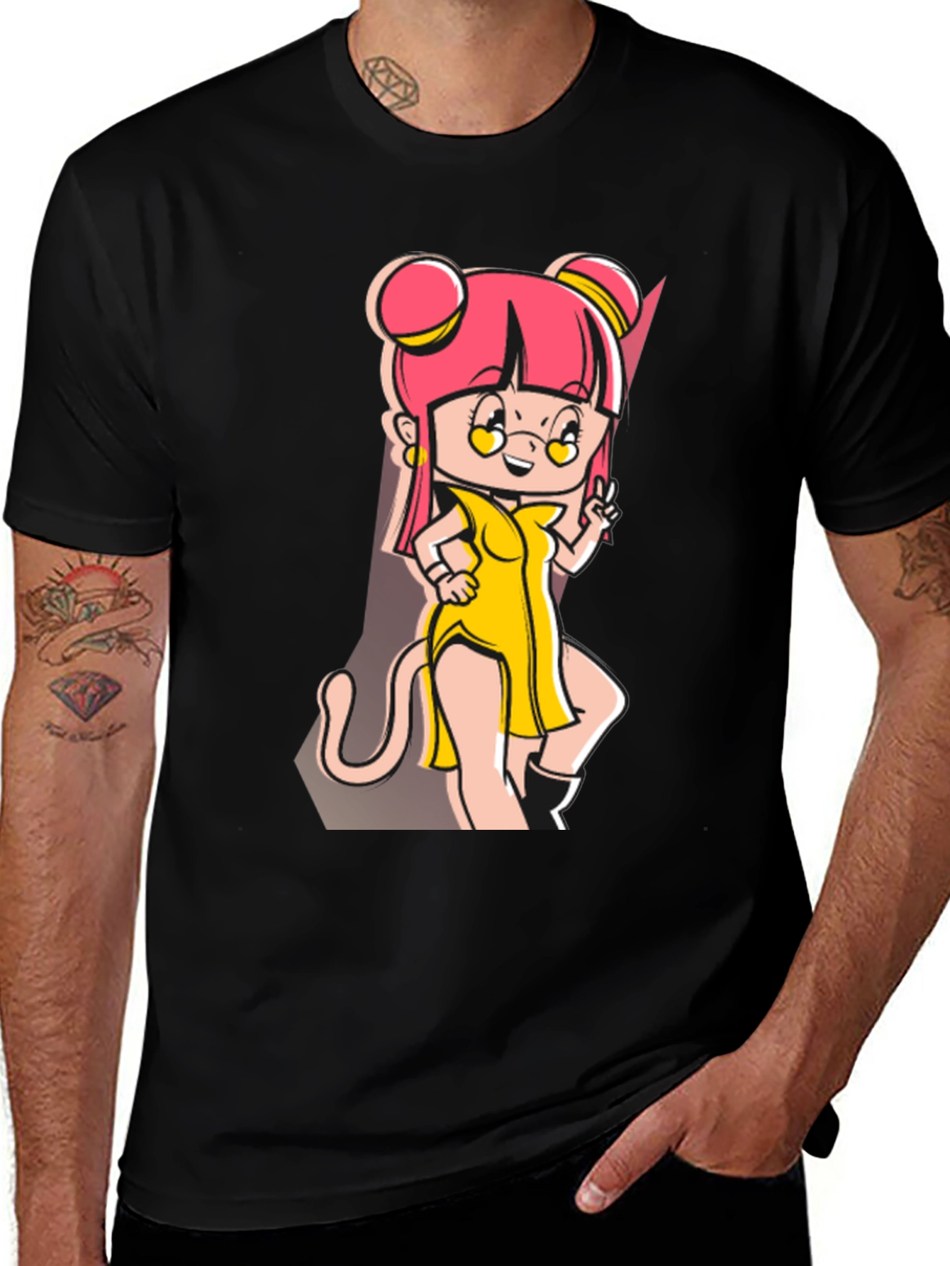 Anime Cartoon Graphic Black T-Shirt