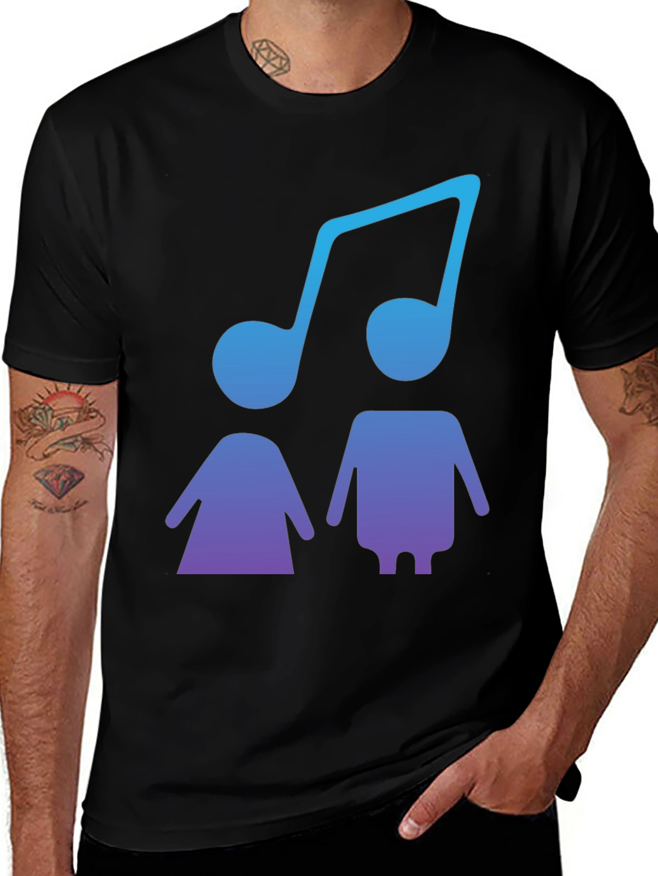Variant 25 of Musical Duo Graphic Tee - Stylish Black T-Shirt