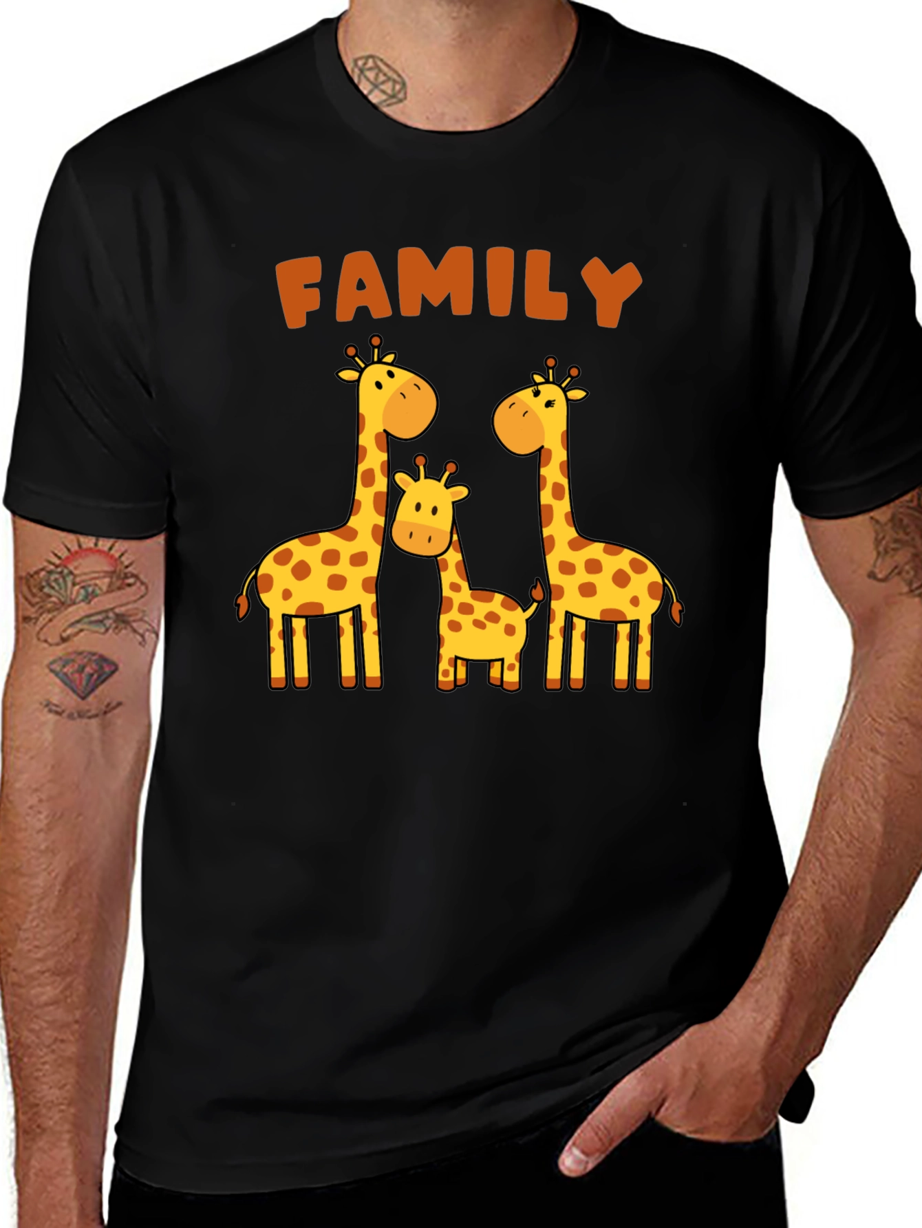 Variant 27 of Family Giraffe Graphic Black T-Shirt