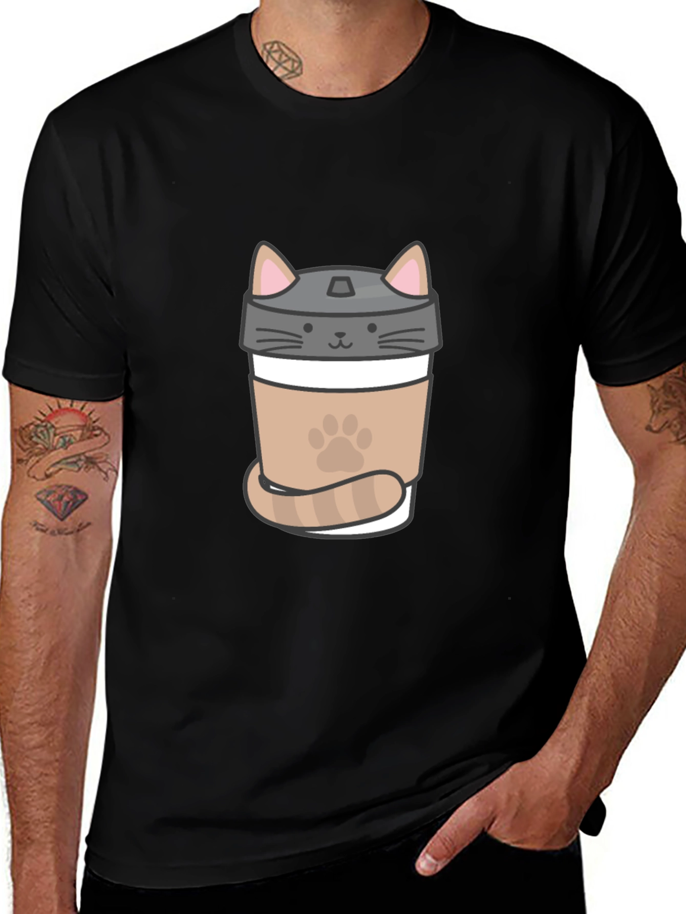 Black Cat Coffee T-Shirt - Cute Coffee Lover Tee main image