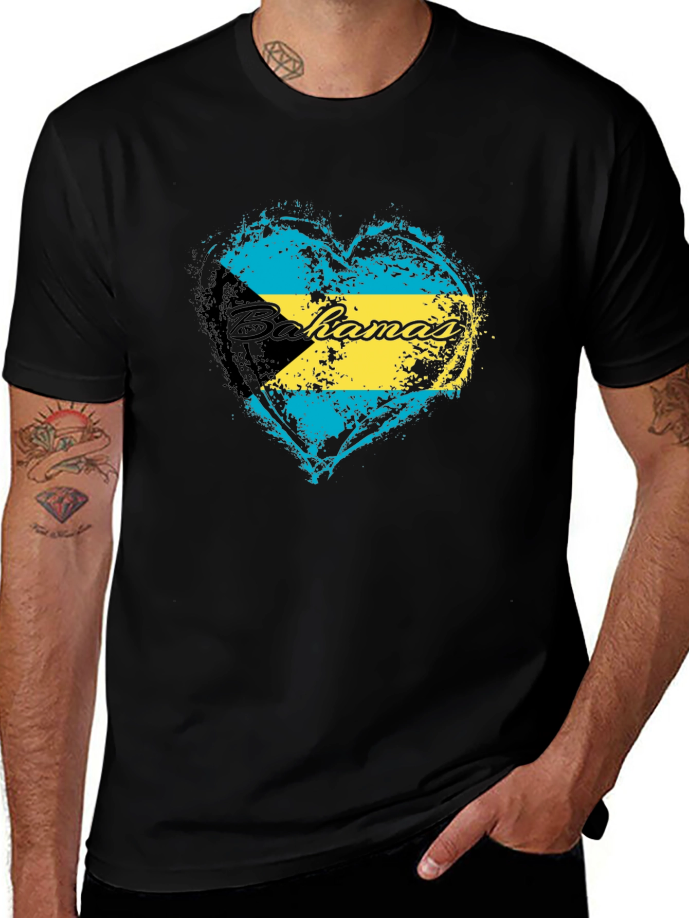 Bahamas Flag Heart T-Shirt