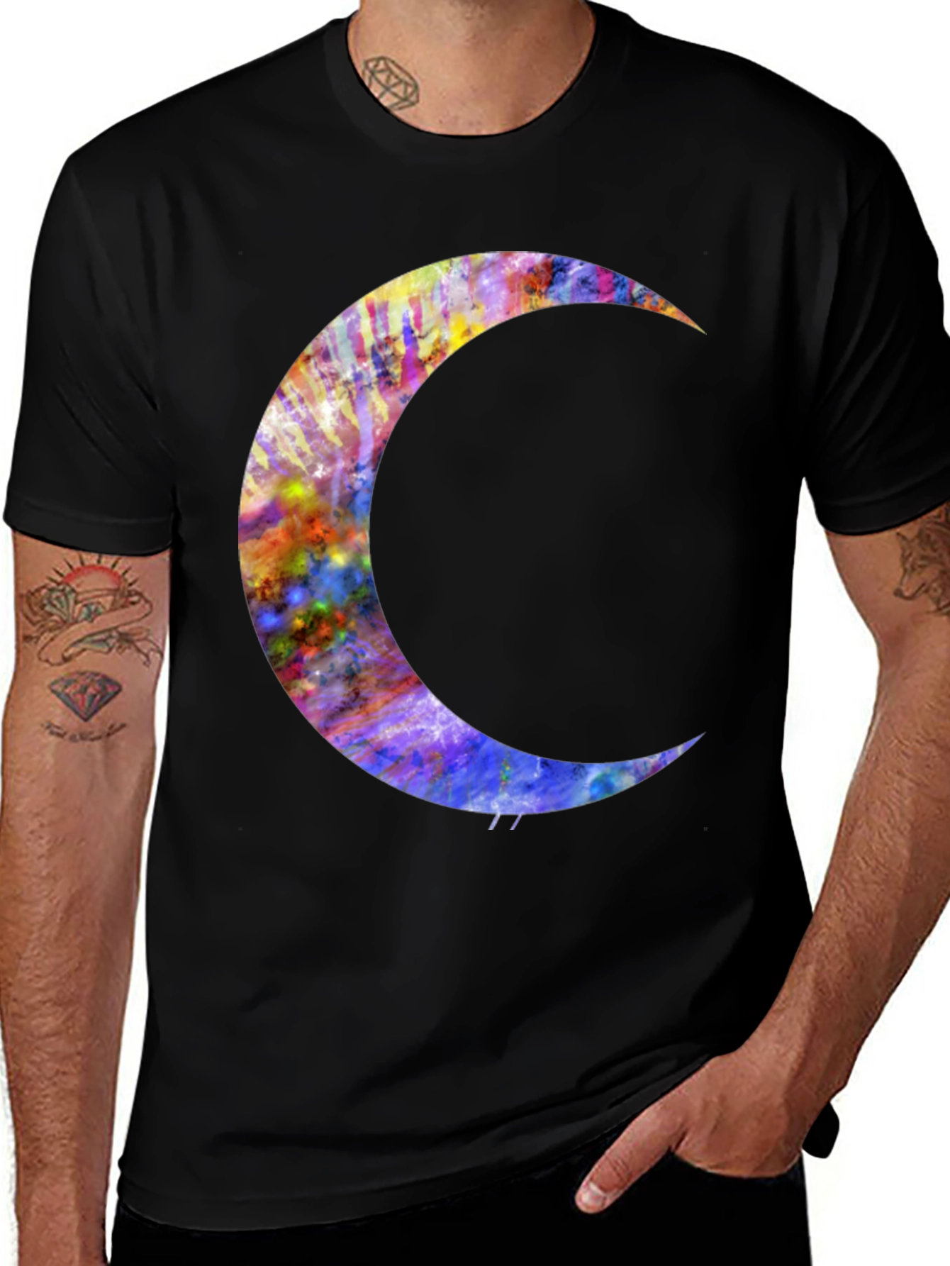 Variant 3 of Colorful Crescent Moon Graphic T-Shirt
