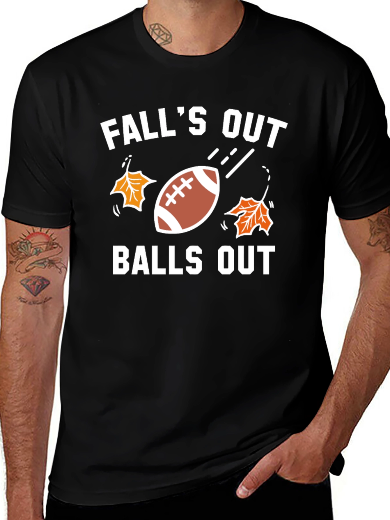 Variant 13 of Fall's Out Balls Out Football Graphic T-Shirt