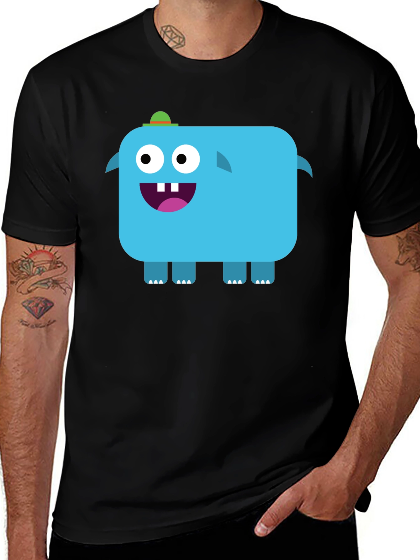Variant 2 of Funky Blue Monster Graphic Tee - Black Unisex T-Shirt