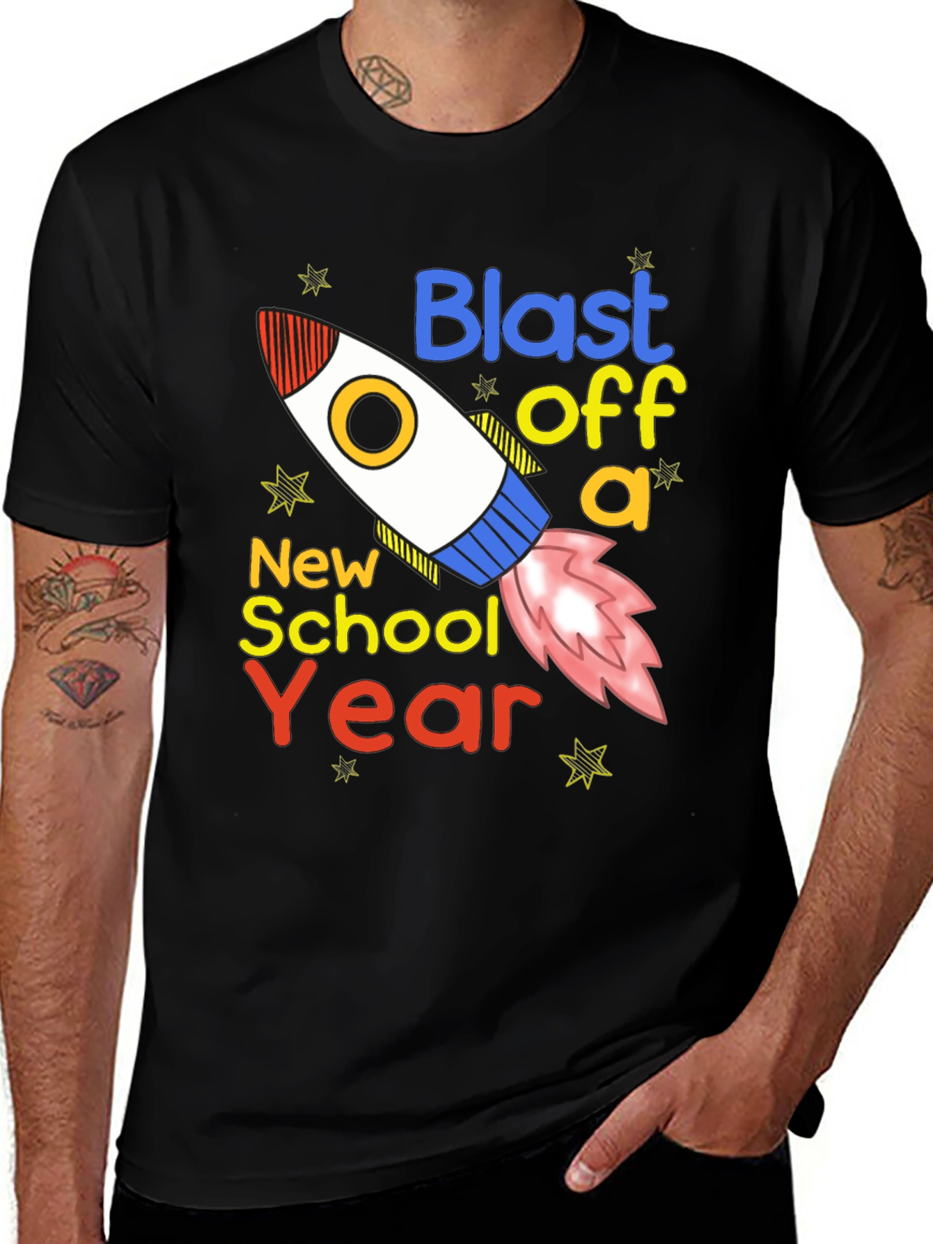 Blast Off New School Year Black T-Shirt