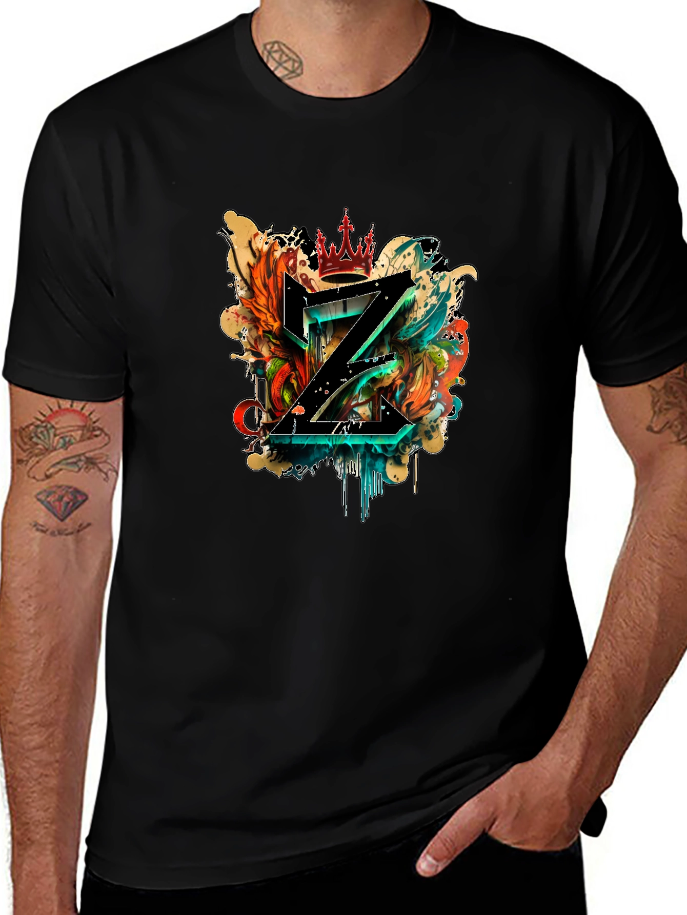 Variant 16 of Edgy Graffiti Z Letter Black Tee