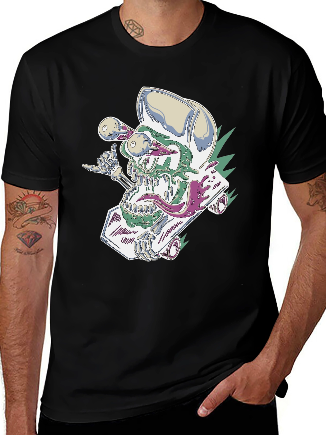 Variant 22 of Skateboard Skull Tee - Cool Graphic Print