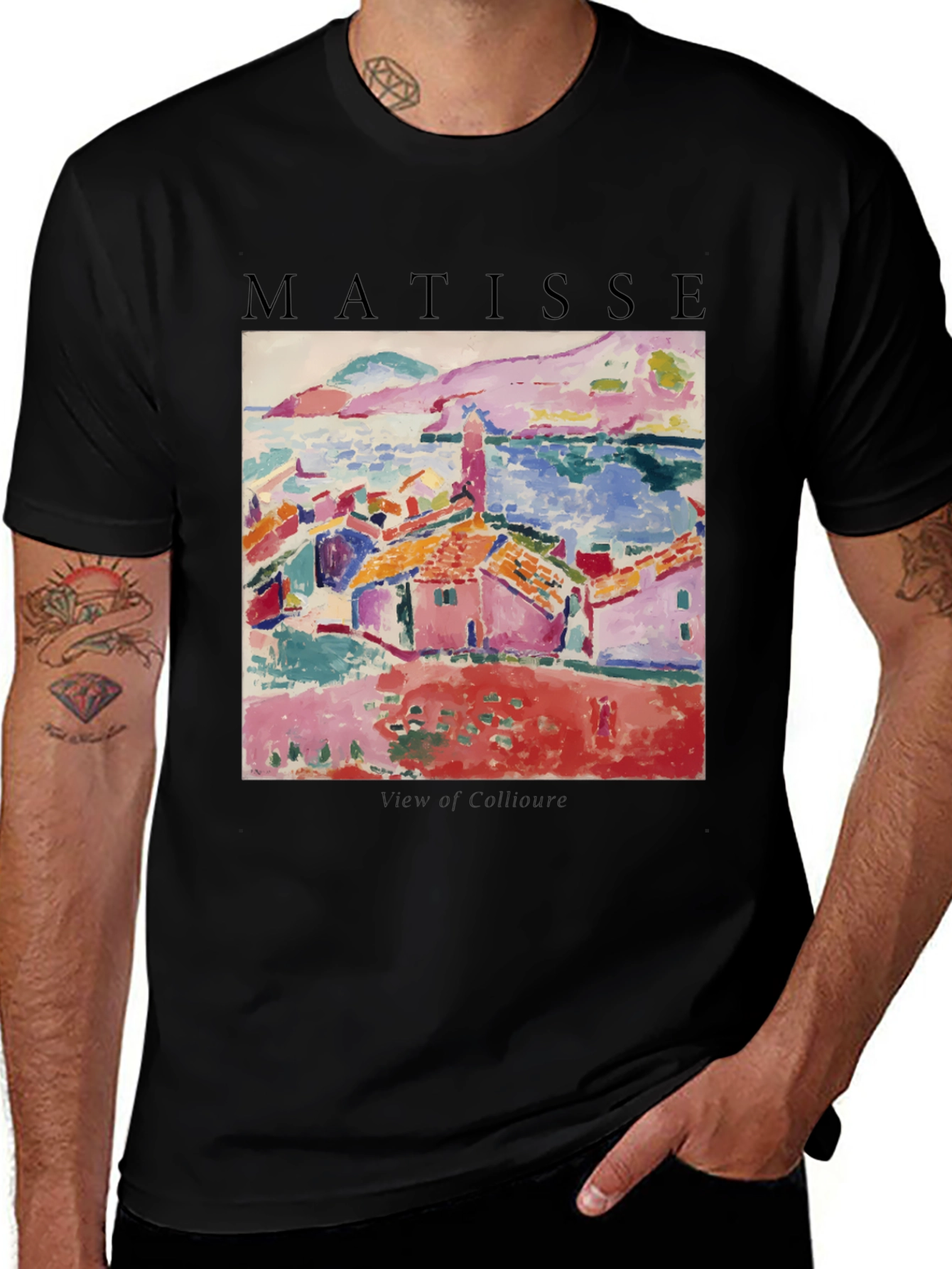 Matisse Art T-Shirt - "View of Collioure" Black Cotton Tee