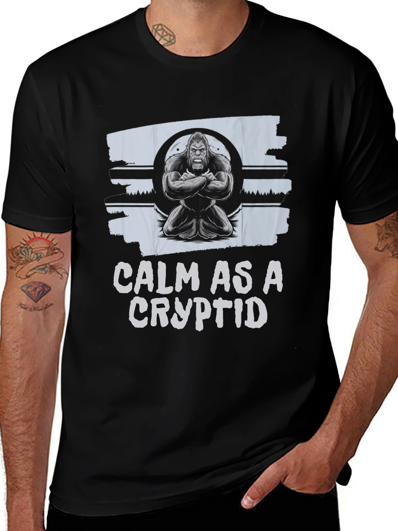 Variant 13 of Calm as a Cryptid Black Graphic Tee