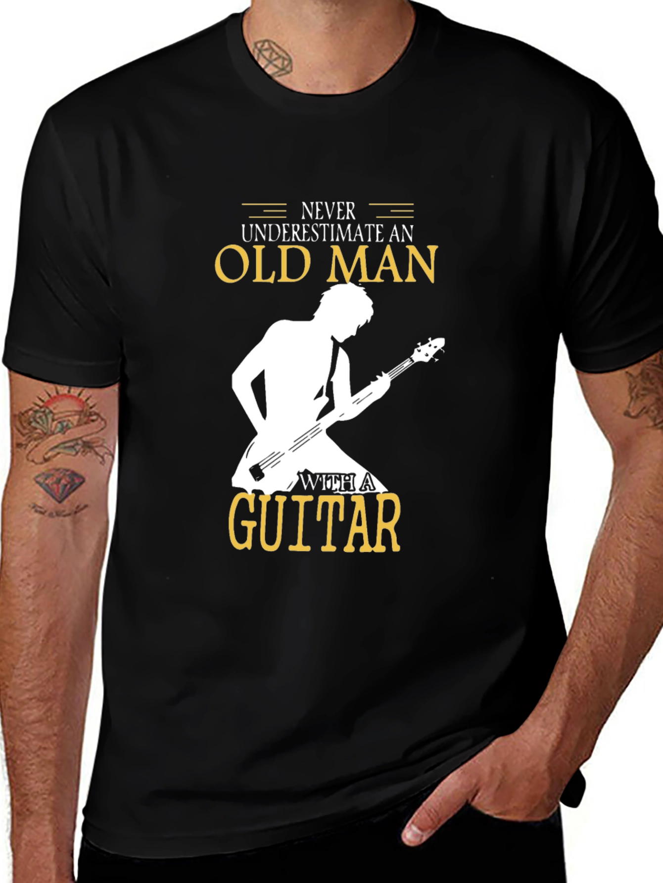 Variant 9 of Never Underestimate Old Man Guitar T-Shirt