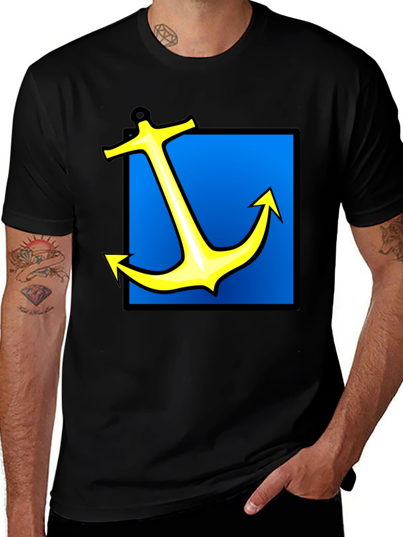 Variant 9 of Nautical Anchor Graphic Tee - Black