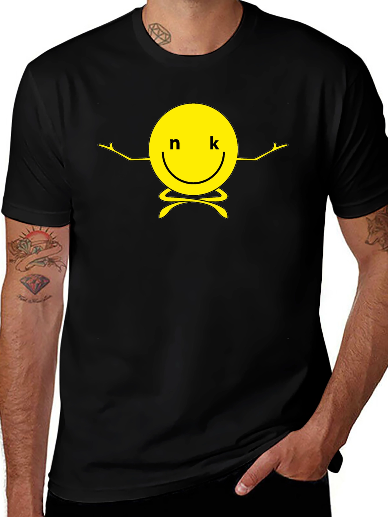 Variant 5 of Smiley Face Graphic Tee - 'nk' Yellow Print