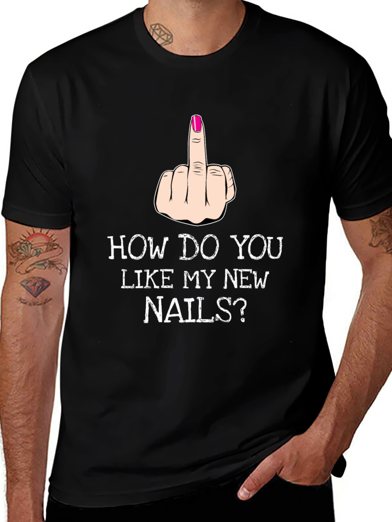 Variant 11 of Middle Finger Graphic T-Shirt - New Nails Statement Tee