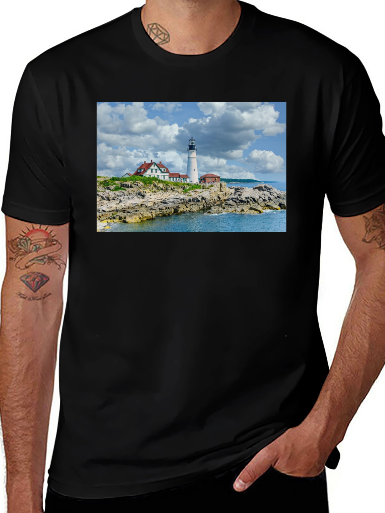 Variant 19 of Lighthouse Graphic Black T-Shirt