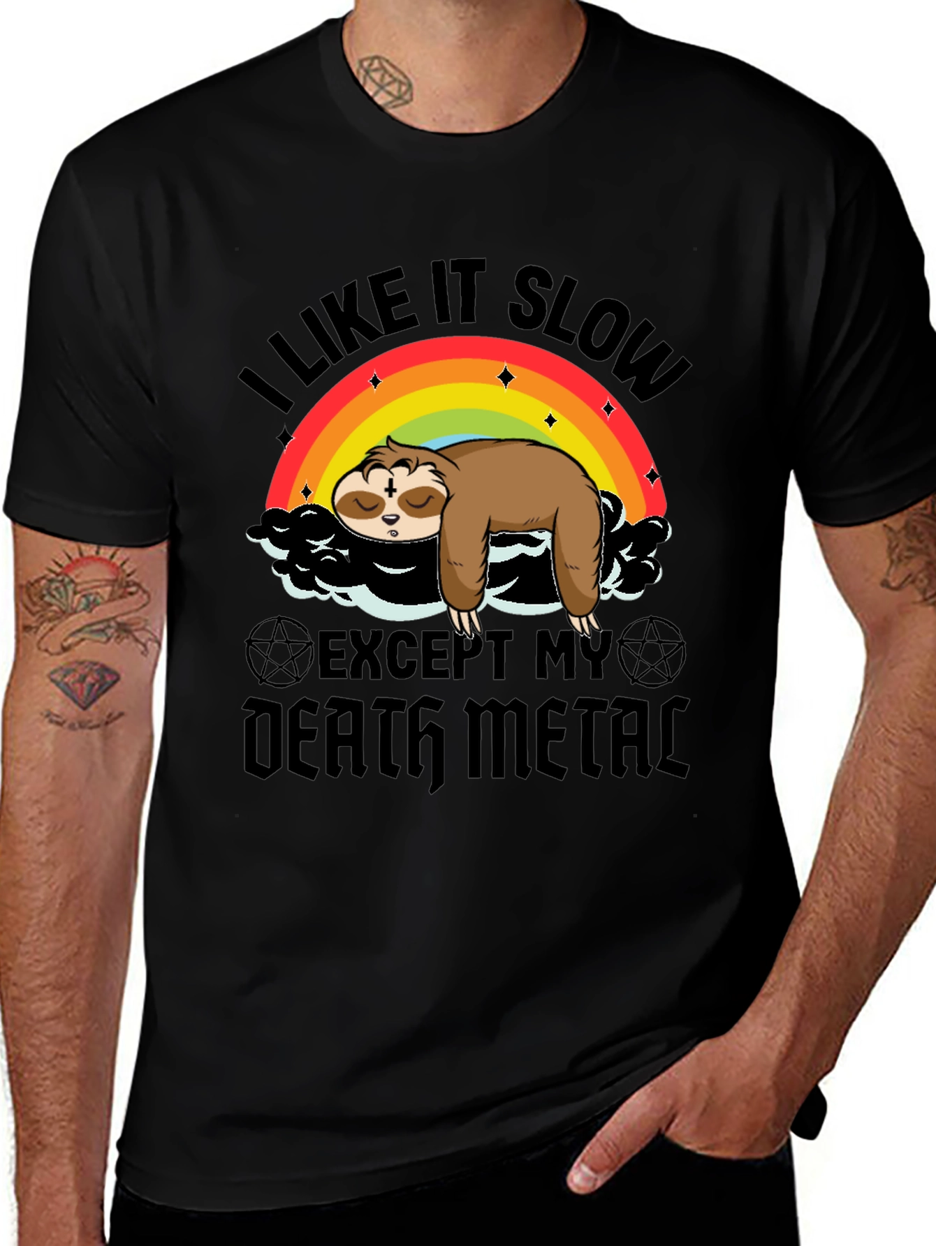 Variant 14 of I Like It Slow Death Metal Sloth Graphic T-Shirt