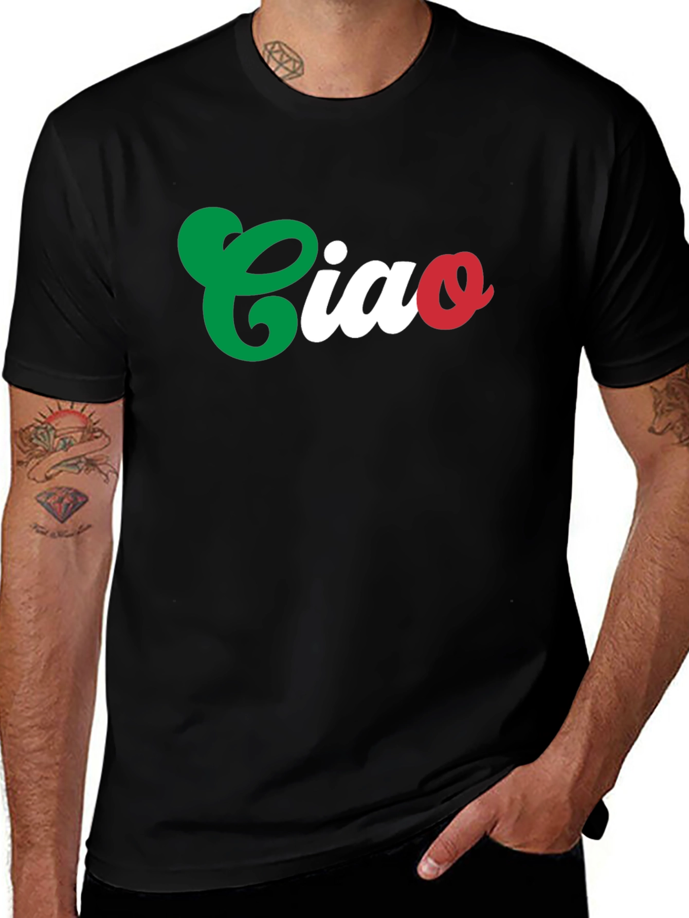 Variant 3 of Ciao Italian Flag Colors Graphic T-Shirt