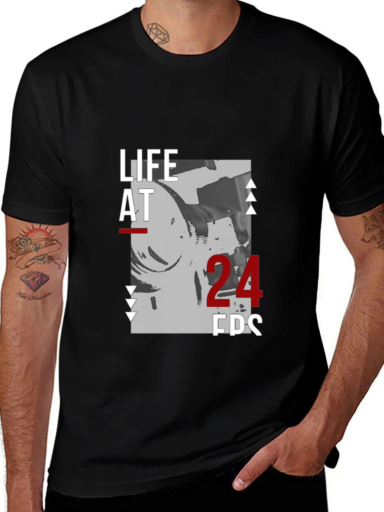 Life at 24 FPS Black Graphic Tee