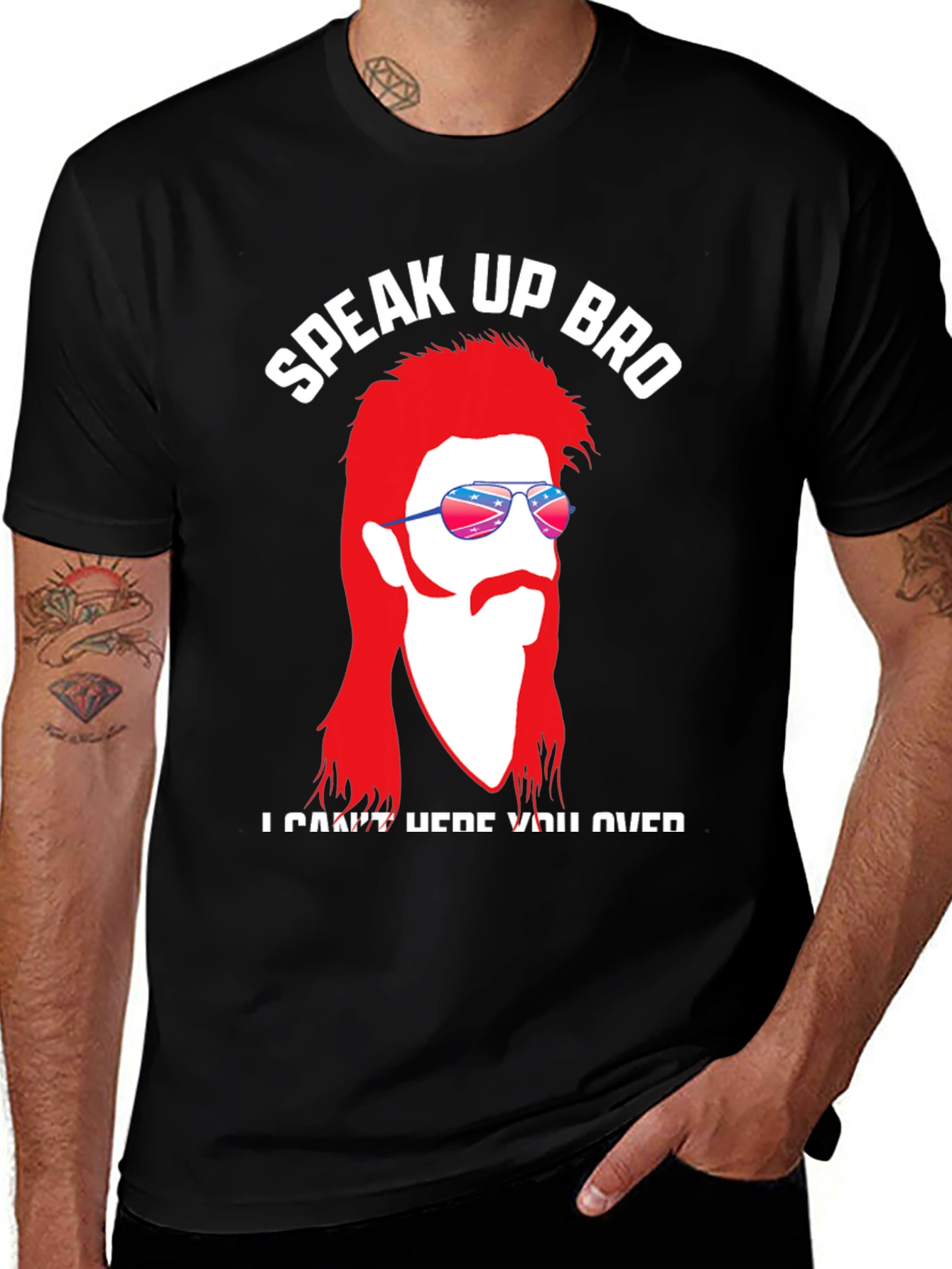 Variant 9 of Speak Up Bro T-Shirt - Redneck Mullet Design