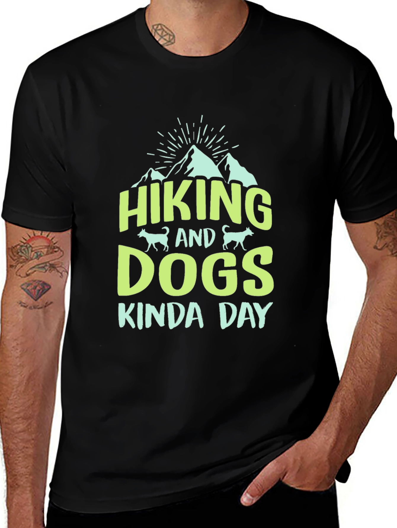 Variant 20 of Hiking & Dogs T-Shirt: Kinda Day Black Tee