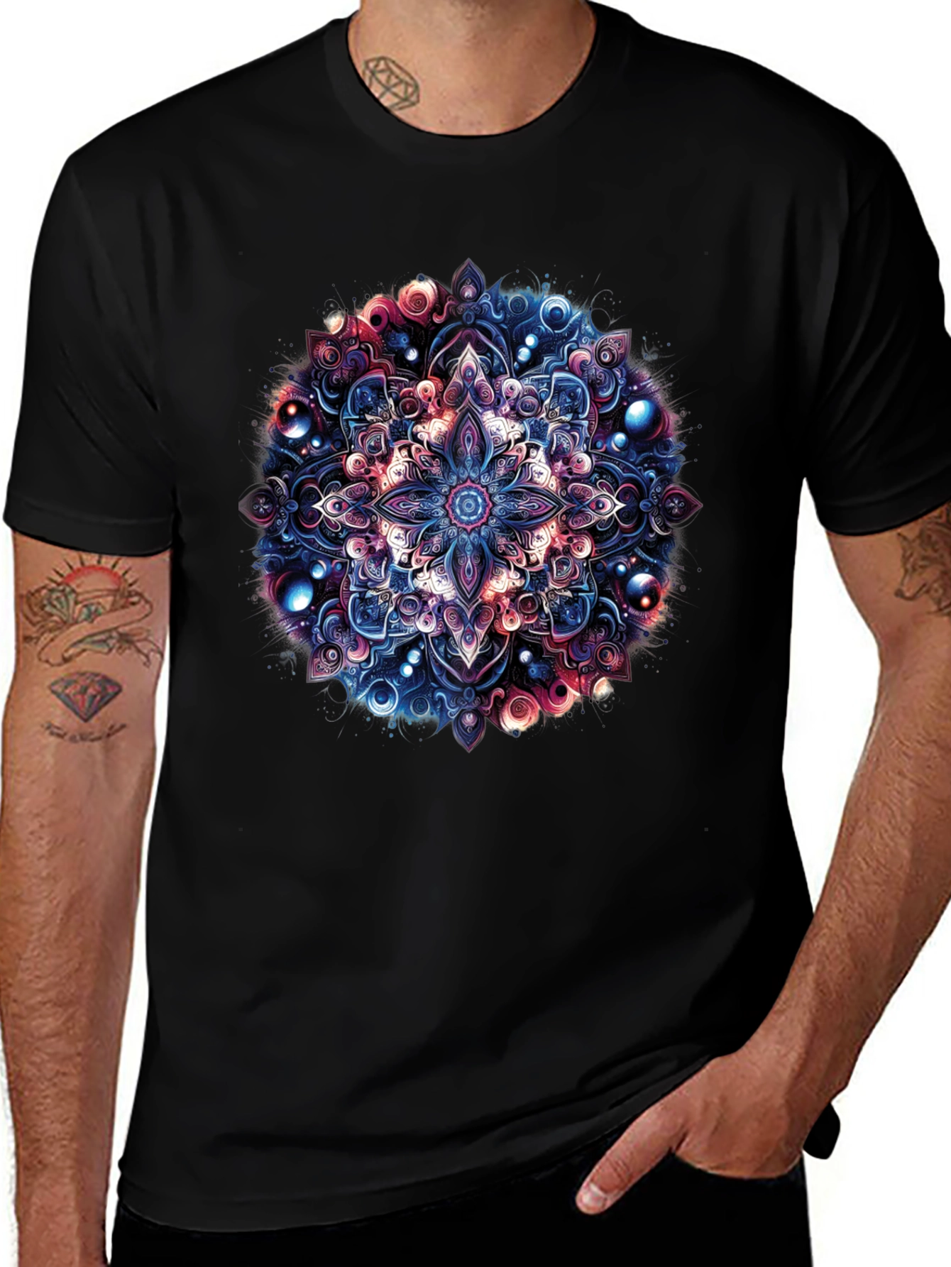 Variant 27 of Mandala Art Graphic Black T-Shirt