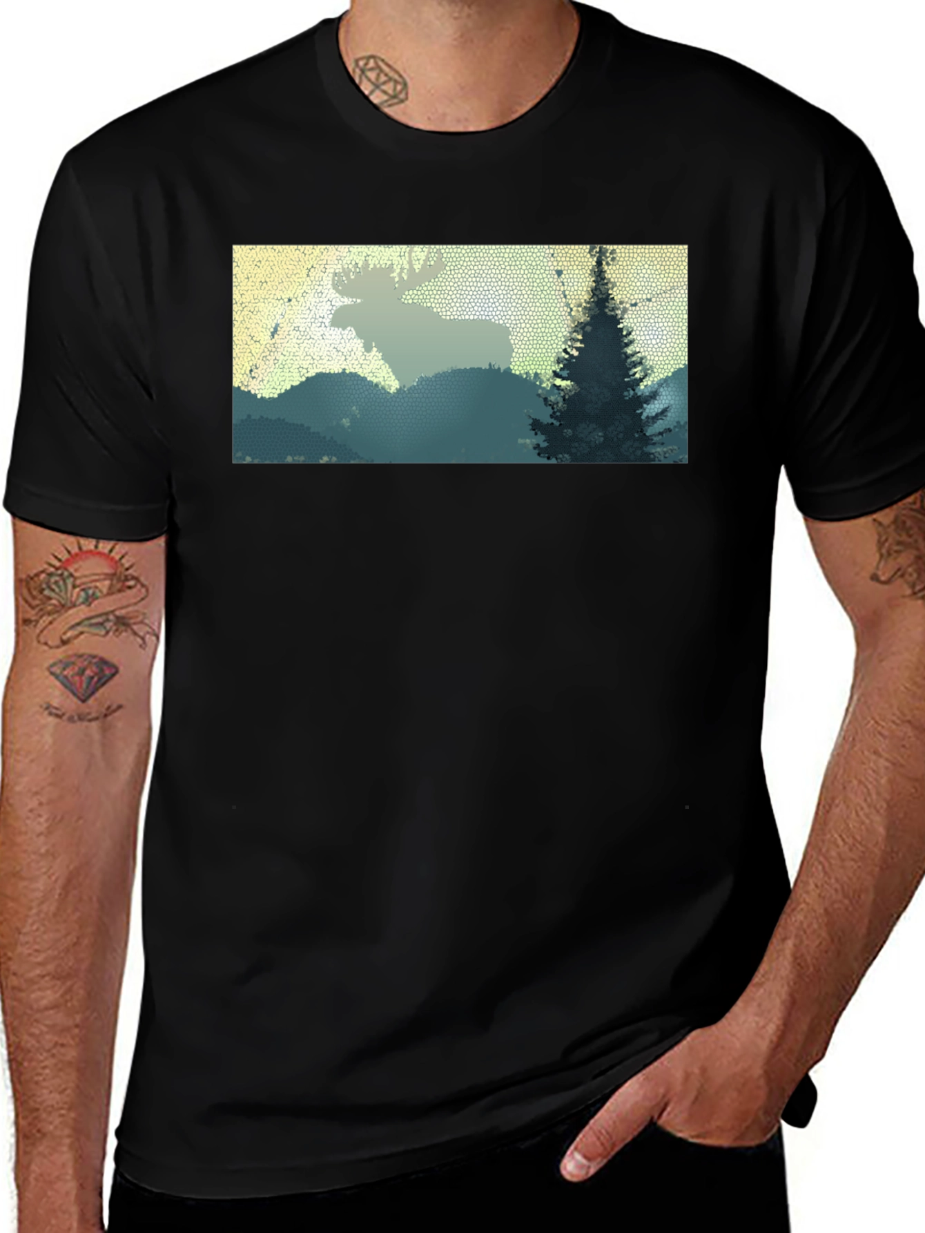 Variant 13 of Moose Landscape Graphic Tee - Nature Inspired Shirt