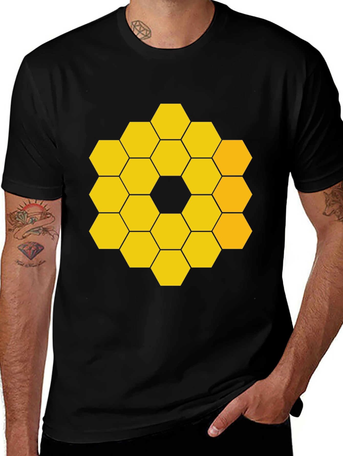 JWST Hexagon Pattern Graphic Tee - Black