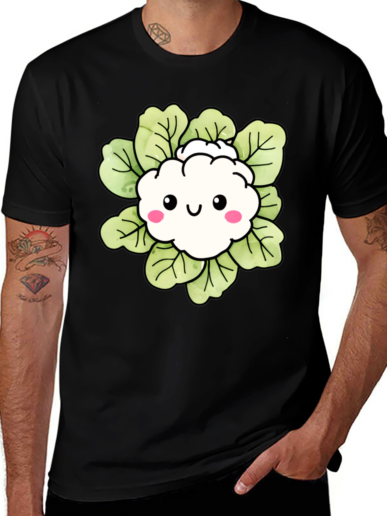 Cute Cauliflower Cartoon Graphic T-Shirt