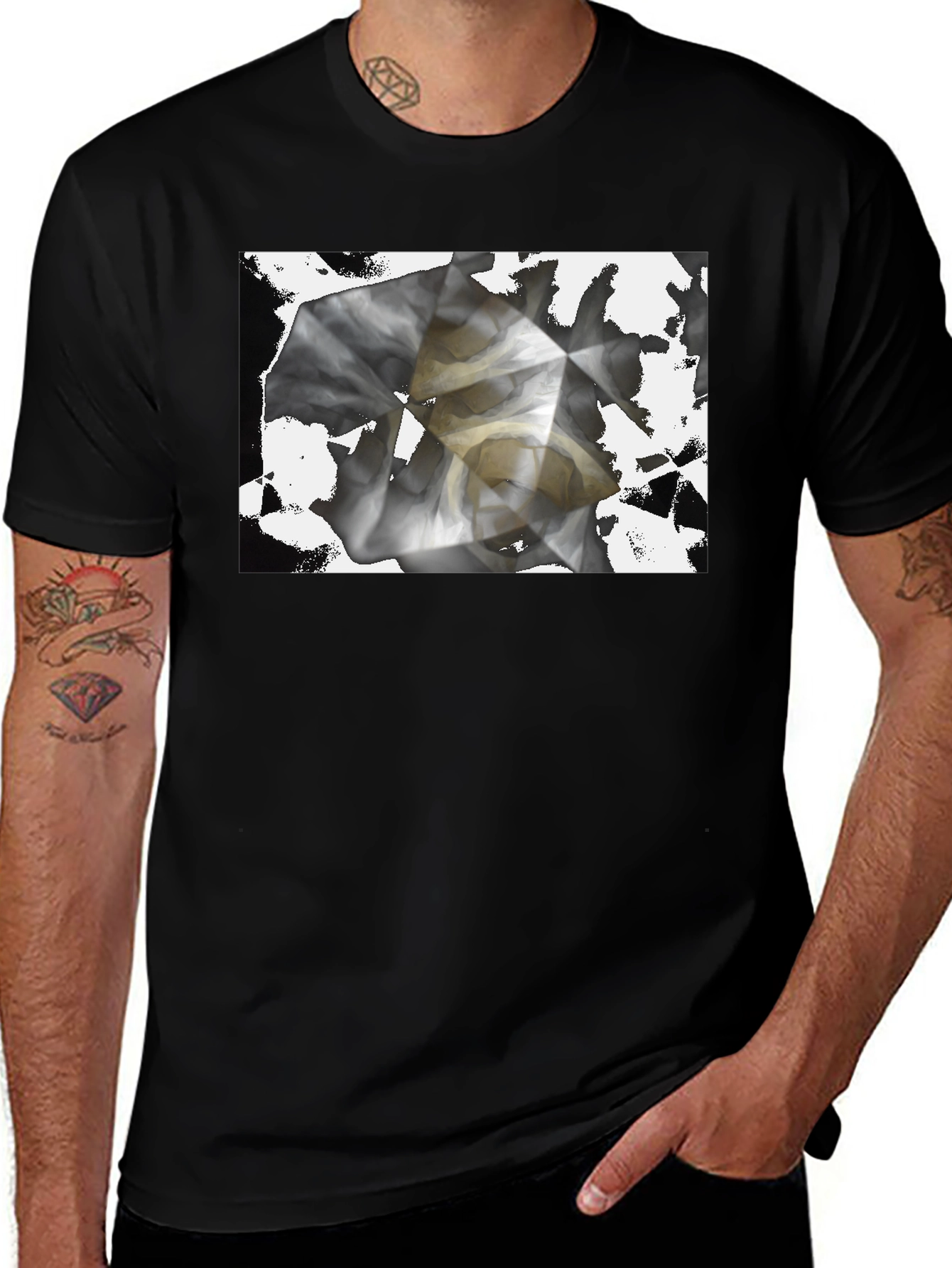 Variant 13 of Abstract Graphic Print Black T-Shirt