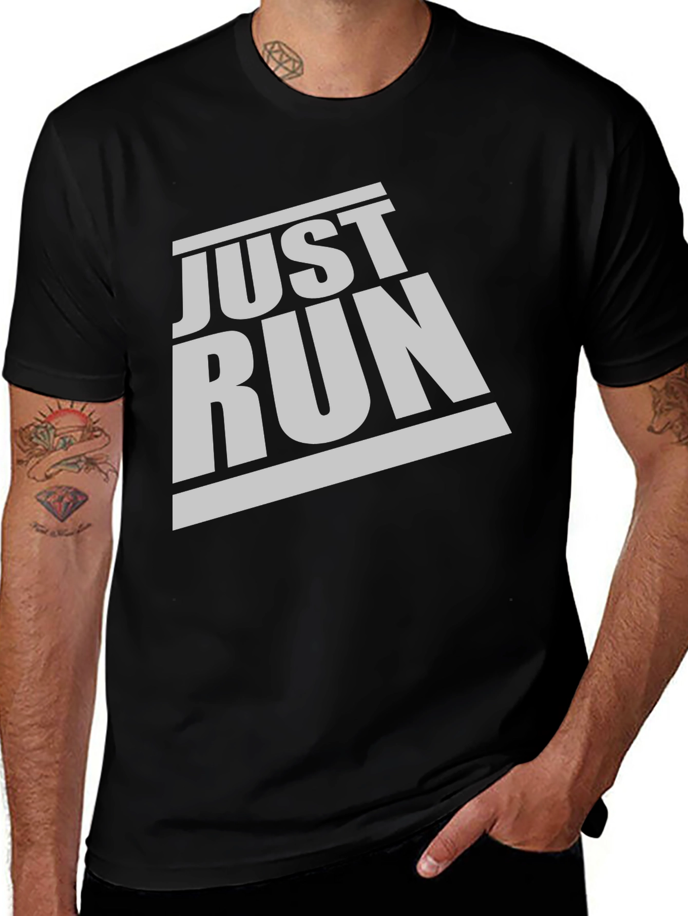 Variant 9 of Just Run Black T-Shirt - Athletic Style