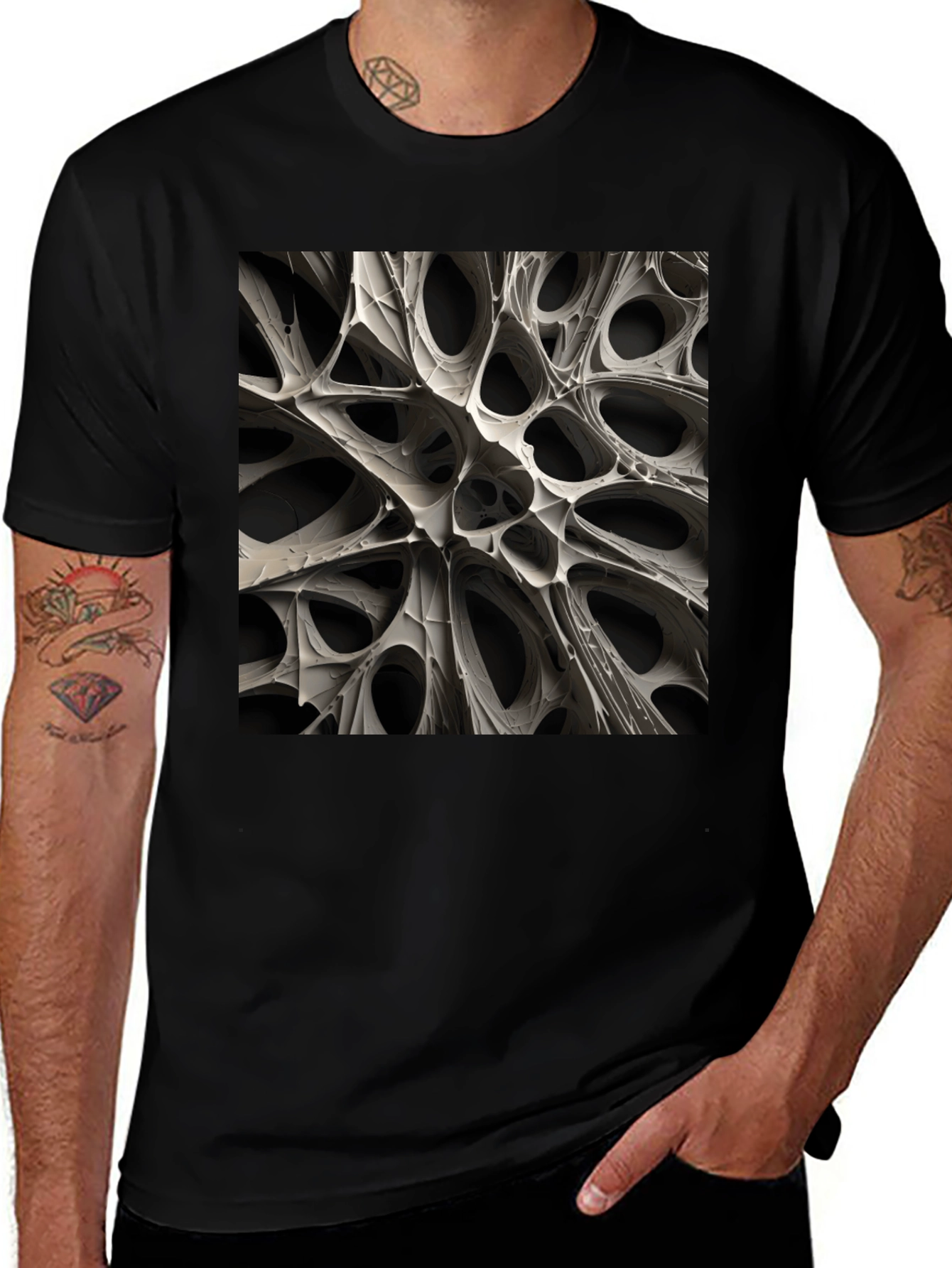 Variant 5 of Abstract Geometric Graphic Print Black T-Shirt
