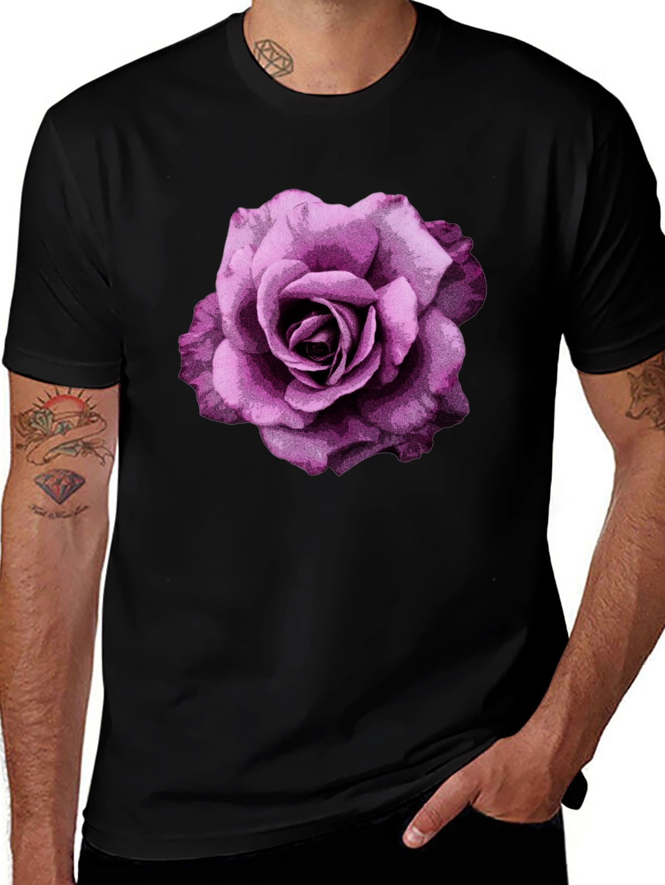 Variant 21 of Rose Graphic Black T-Shirt