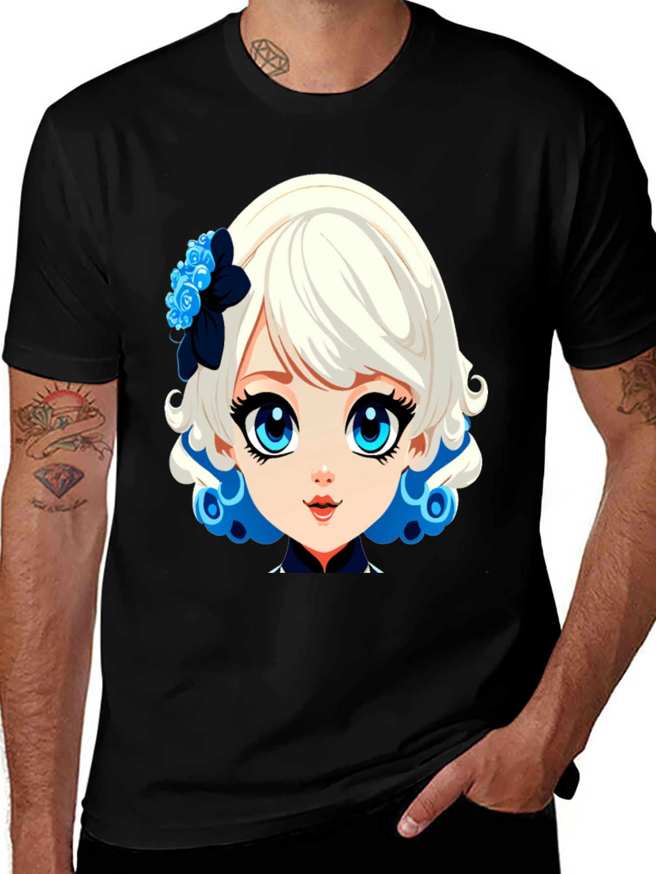 Variant 21 of Anime Girl Graphic Tee - Stylish Black Cotton Shirt