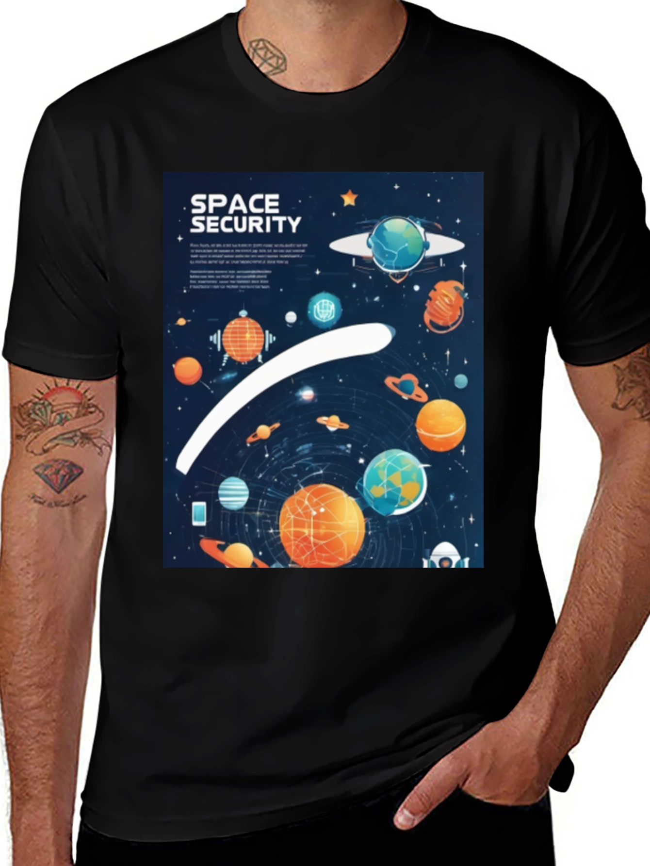 Variant 8 of Space Security Graphic T-Shirt - Black