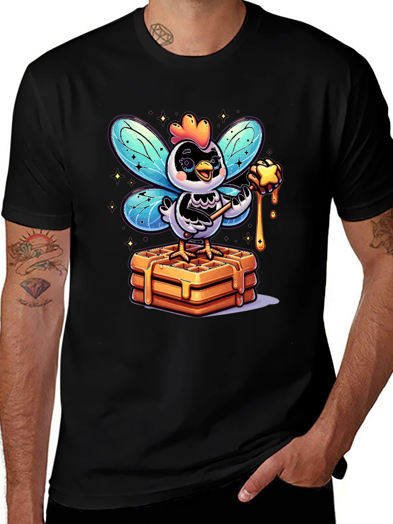 Whimsical Chicken Fairy Waffle Lover T-Shirt
