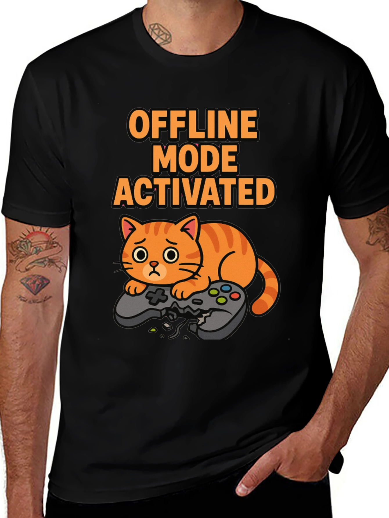 Variant 3 of Offline Mode Activated Cat T-Shirt